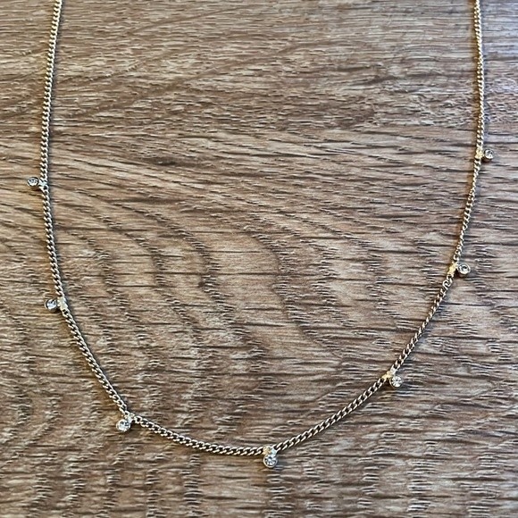 Rose Gold Toned Rhinestone Station Necklace - Picture 2 of 4